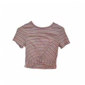 Striped ribbed top w/ front twist